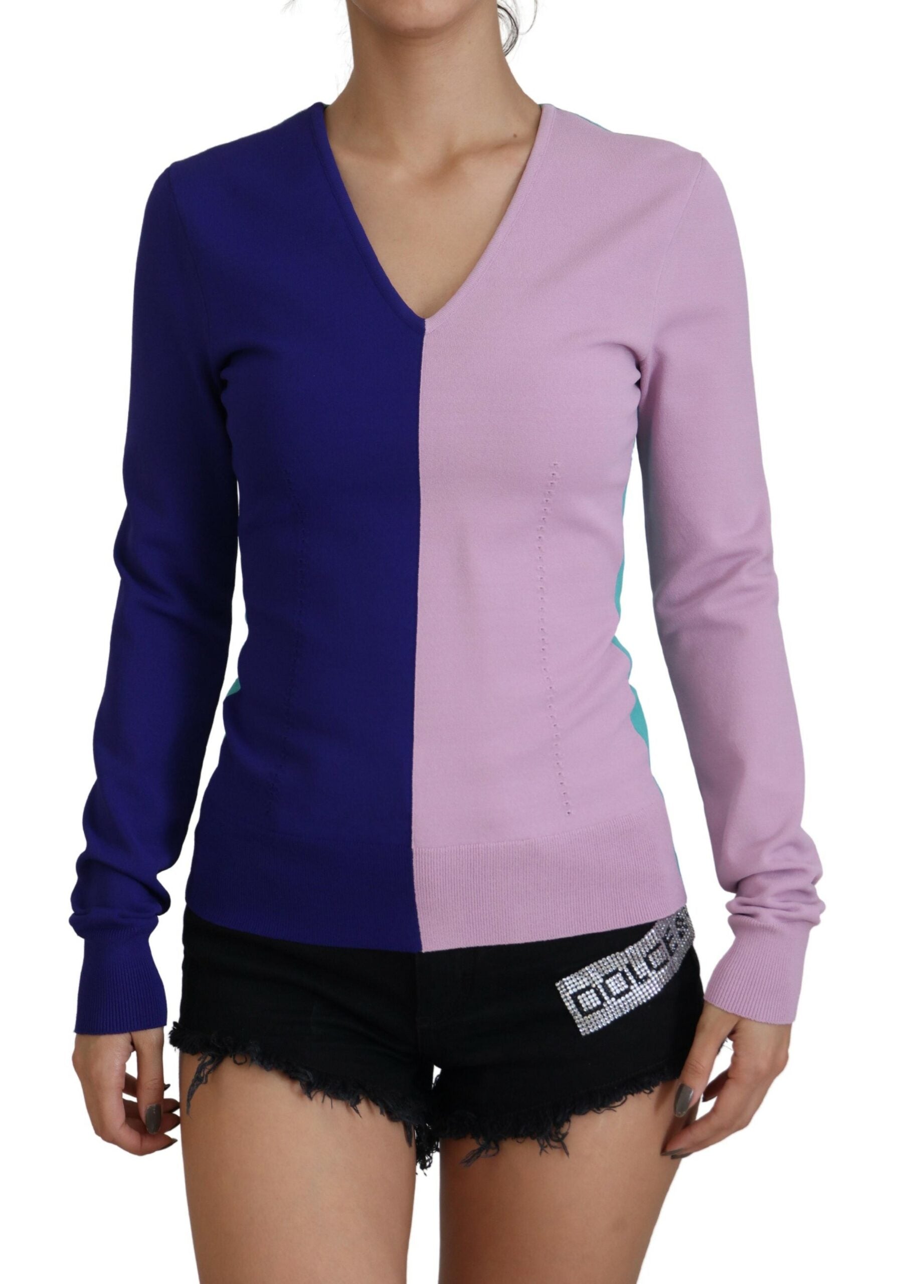 Dolce & Gabbana Multicolor V-neck Viscose Long Sleeves Sweater -   -  Dolce & Gabbana.