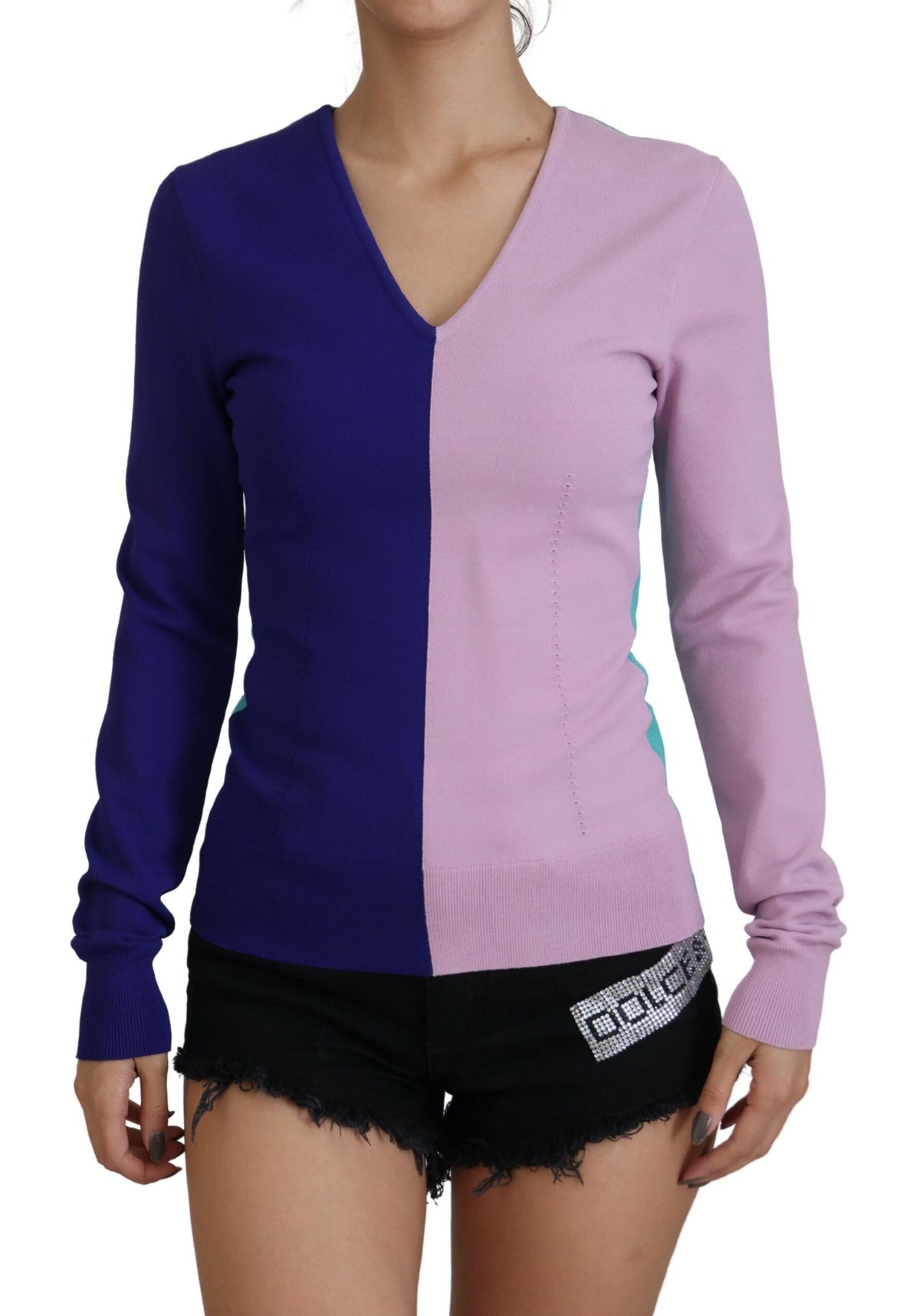Dolce & Gabbana Multicolor V-neck Viscose Long Sleeves Sweater -   -  Dolce & Gabbana.