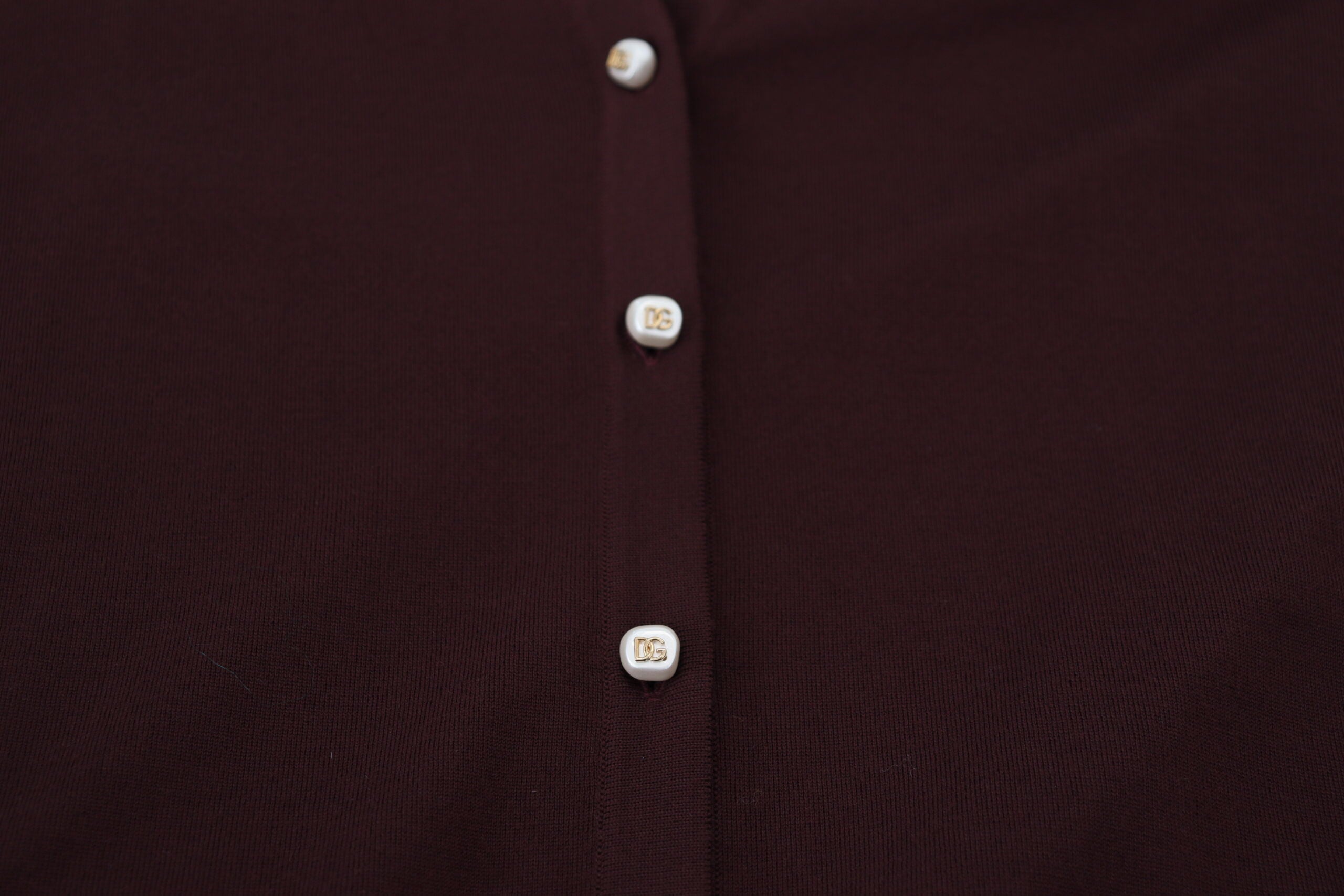 Dolce & Gabbana Maroon Wool Knit Deep V-neck Cardigan Sweater -   -  Dolce & Gabbana.