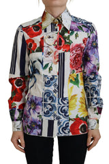 Dolce & Gabbana Multicolor Floral Cotton Collared Blouse Top -   -  Dolce & Gabbana.