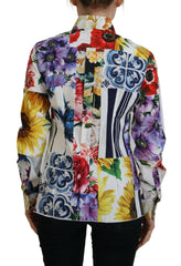 Dolce & Gabbana Multicolor Floral Cotton Collared Blouse Top -   -  Dolce & Gabbana.