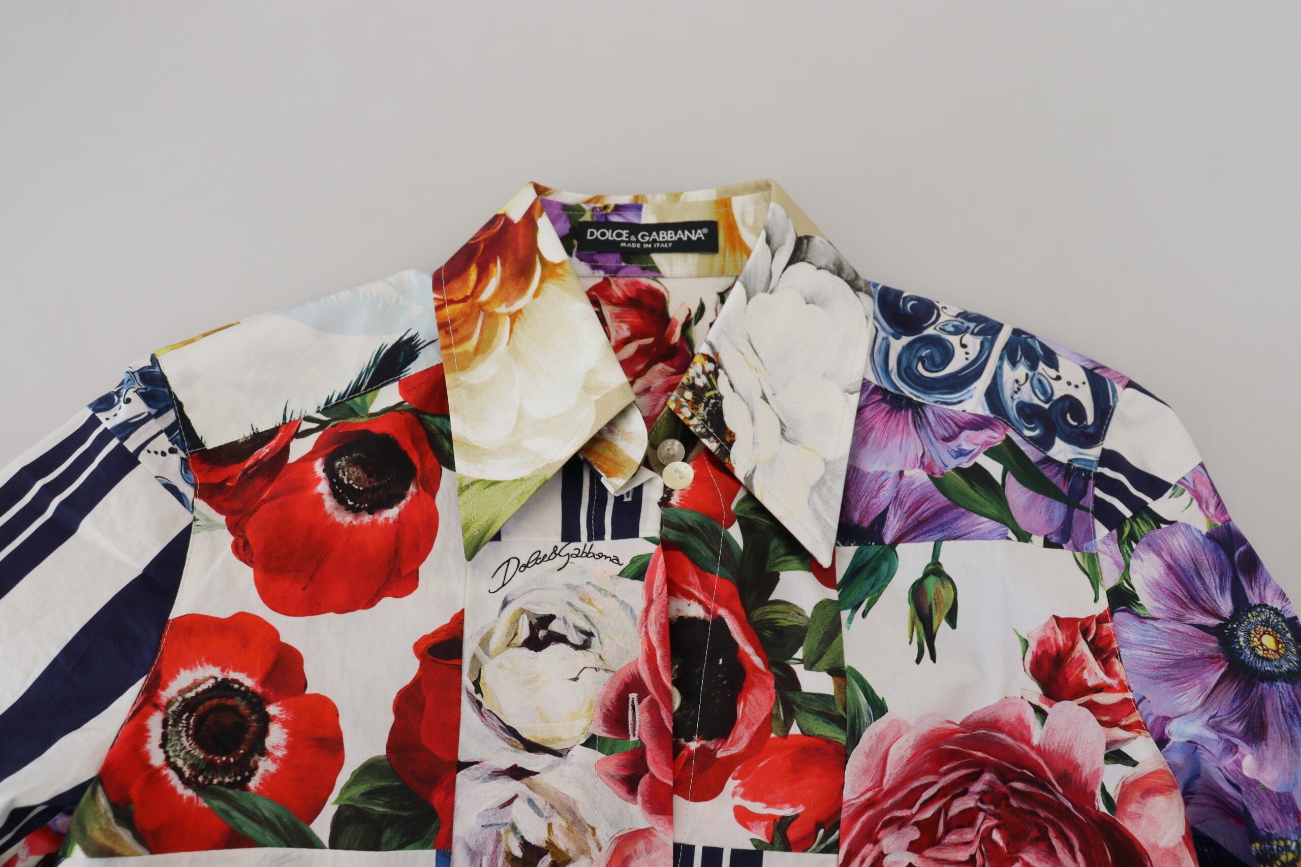 Dolce & Gabbana Multicolor Floral Cotton Collared Blouse Top -   -  Dolce & Gabbana.