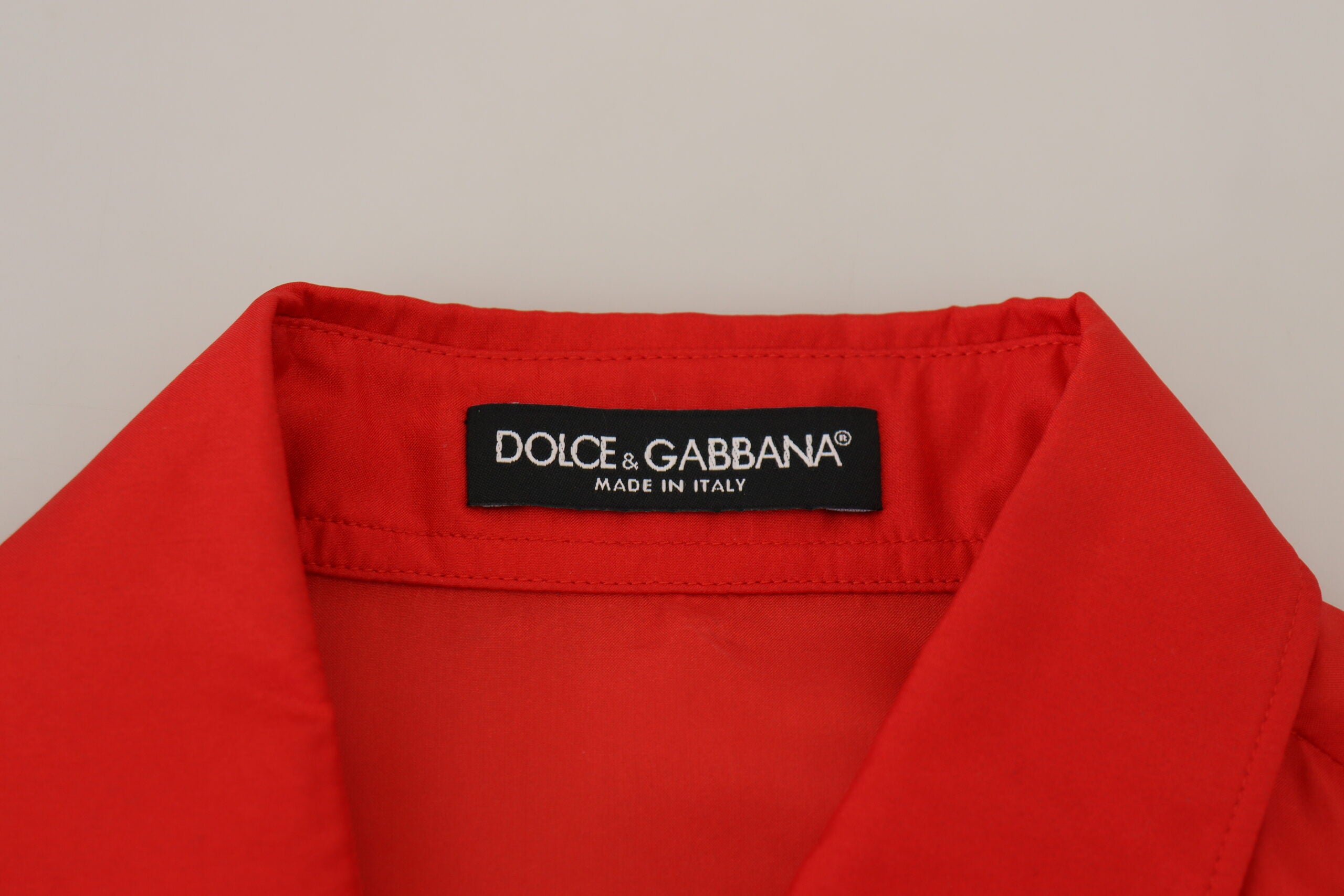 Dolce & Gabbana Red Silk Collared Long Sleeves Dress Shirt Top -   -  Dolce & Gabbana.