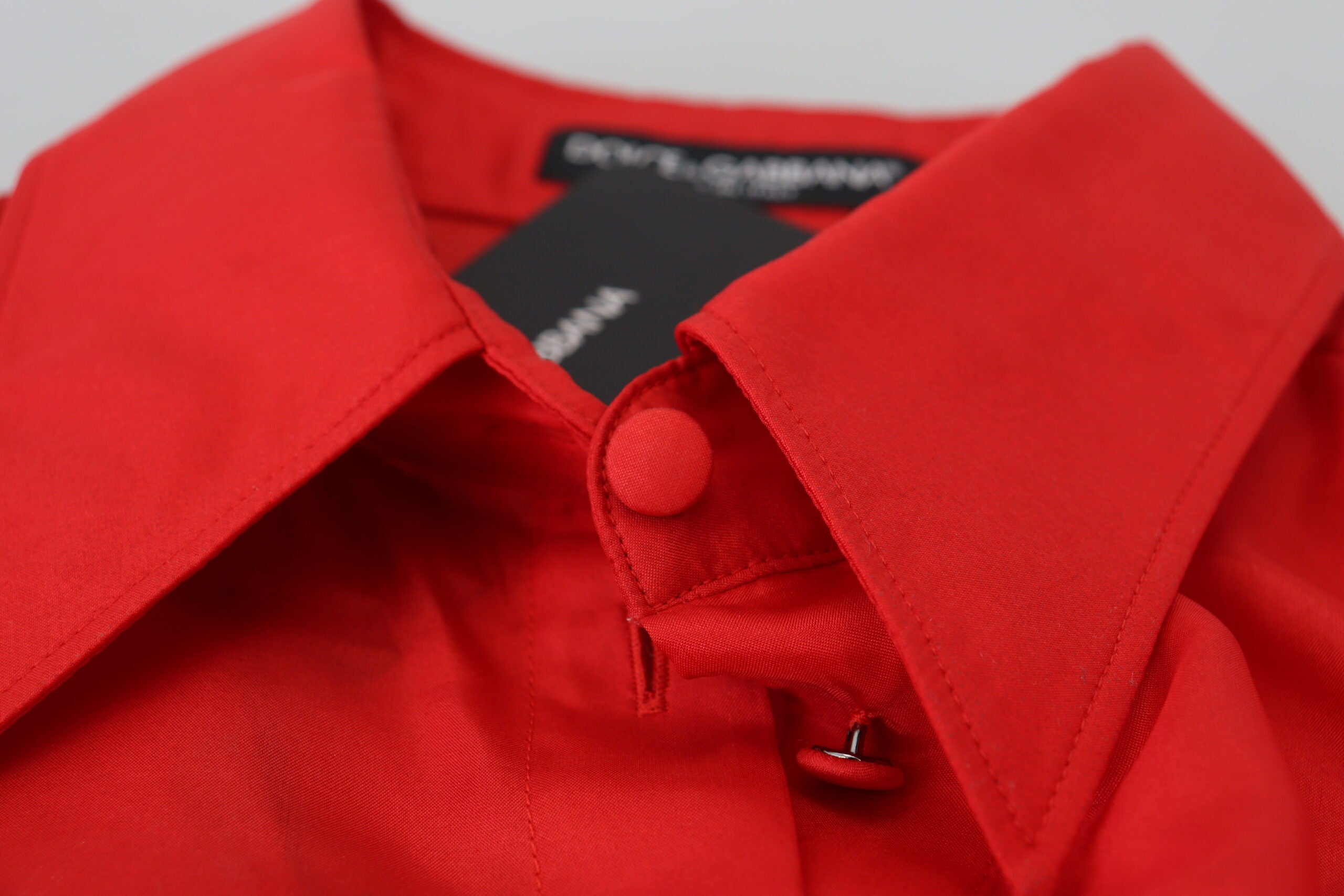 Dolce & Gabbana Red Silk Collared Long Sleeves Dress Shirt Top -   -  Dolce & Gabbana.