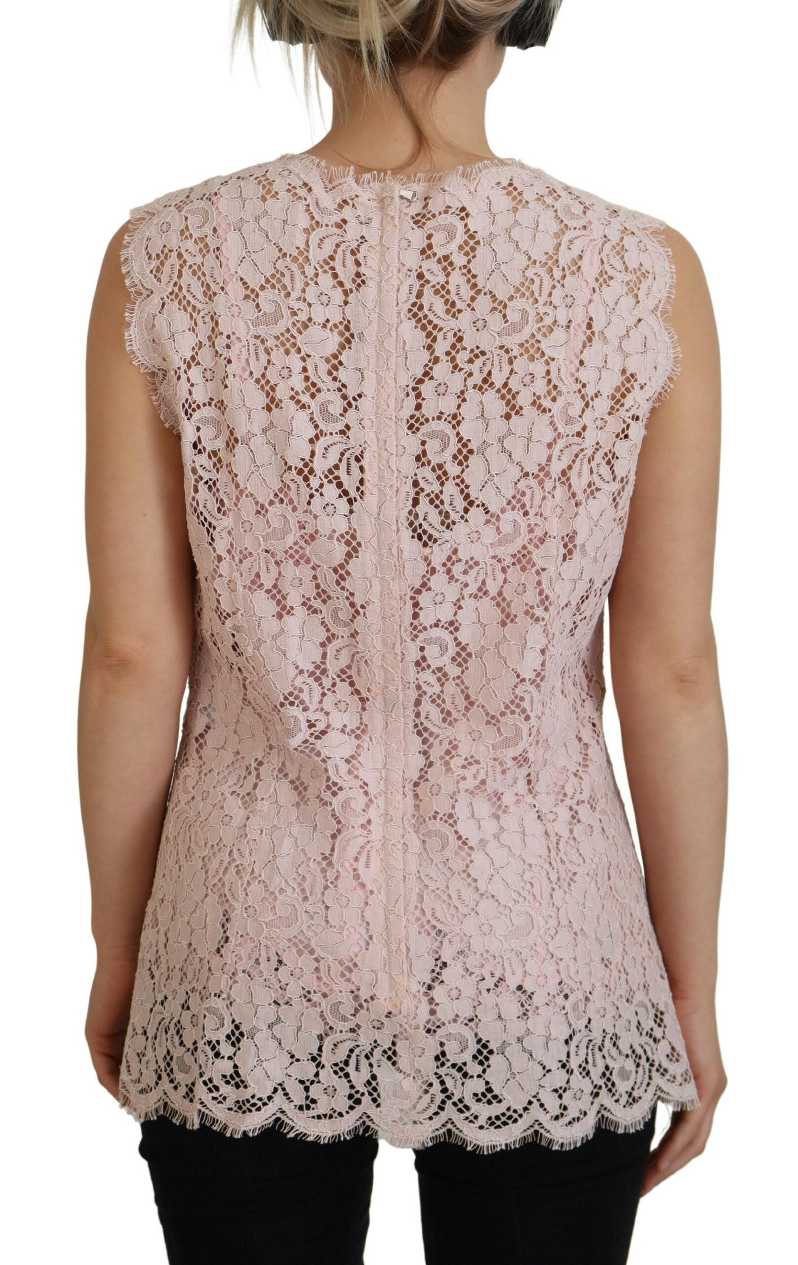 Dolce & Gabbana Pink Floral Lace Sleeveless Tank Blouse Top -   -  Dolce & Gabbana.