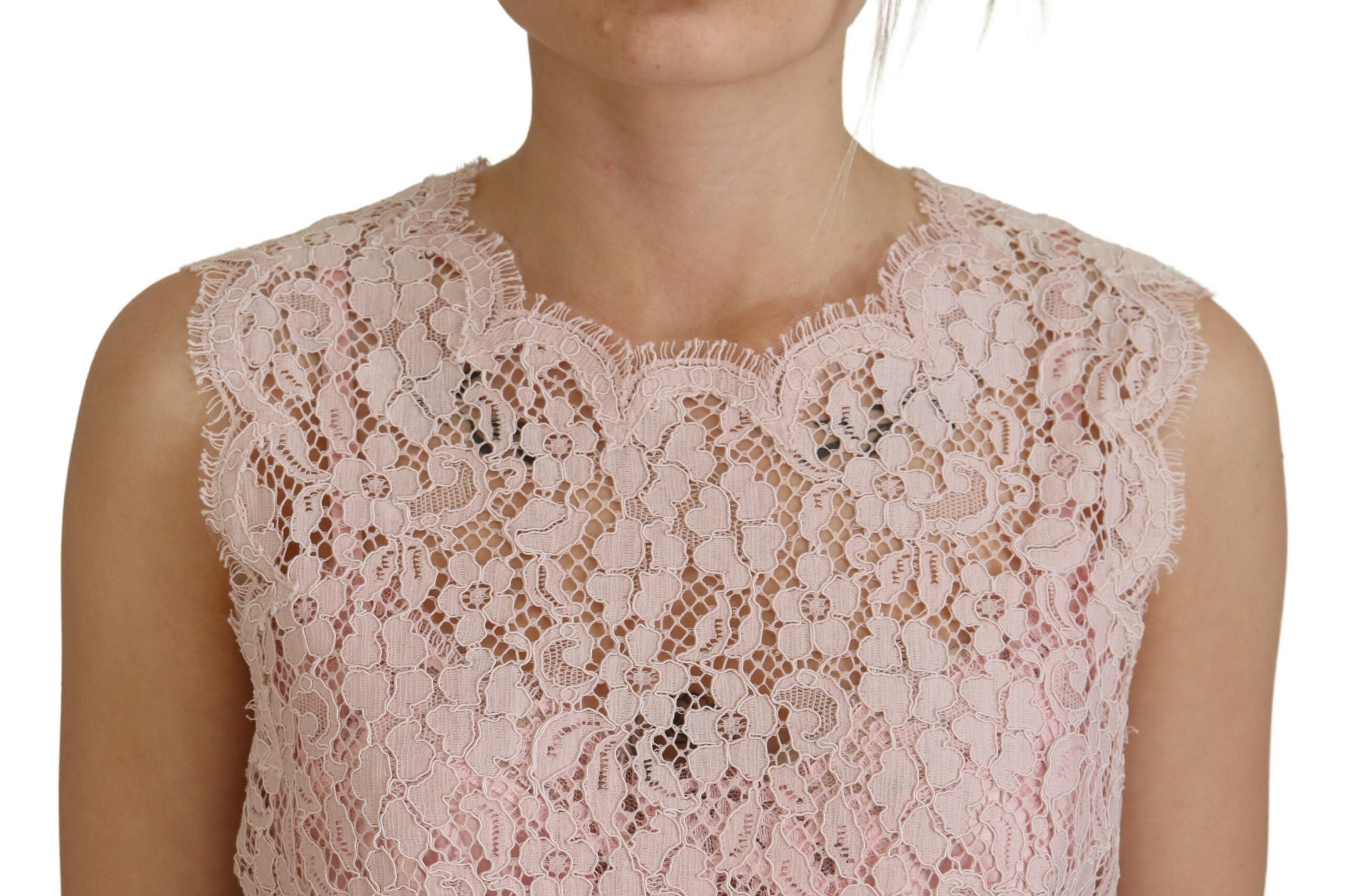 Dolce & Gabbana Pink Floral Lace Sleeveless Tank Blouse Top -   -  Dolce & Gabbana.