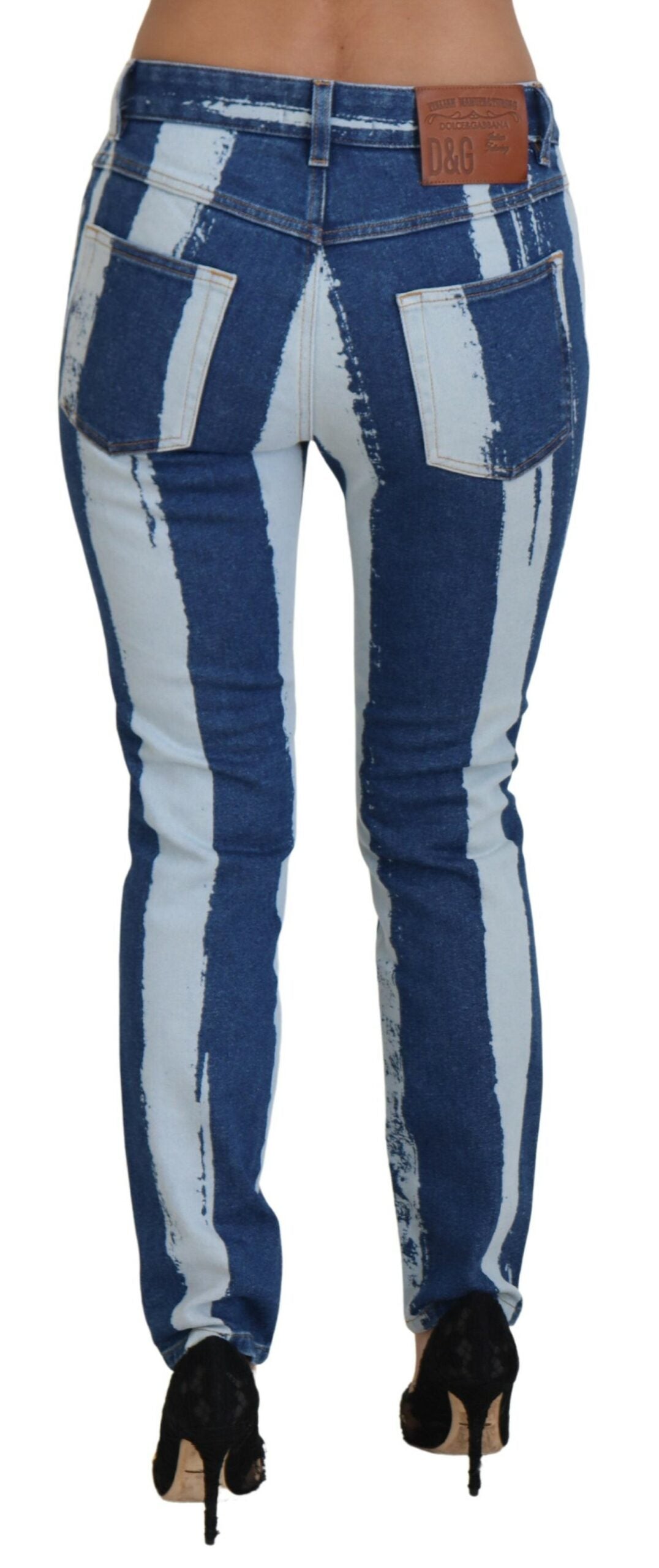 Dolce & Gabbana Cobalt Blue Stripes Skinny Denim Cotton Jeans -   -  Dolce & Gabbana.