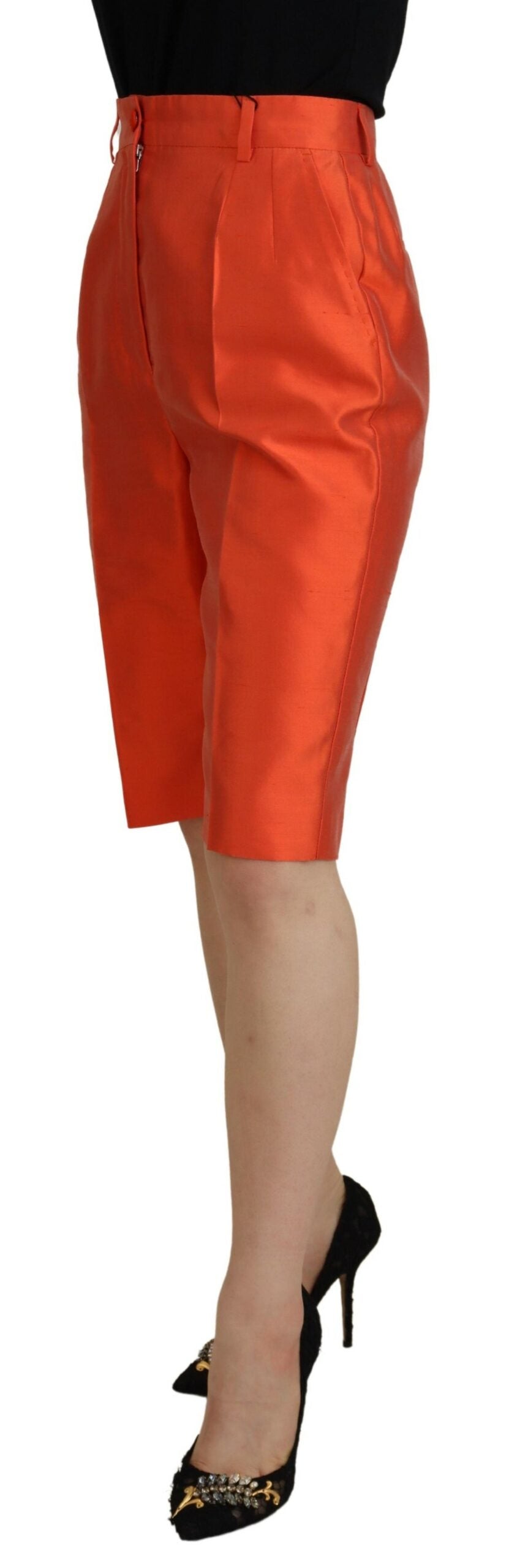 Dolce & Gabbana Orange Silk High Waist Cropped Pants -   -  Dolce & Gabbana.