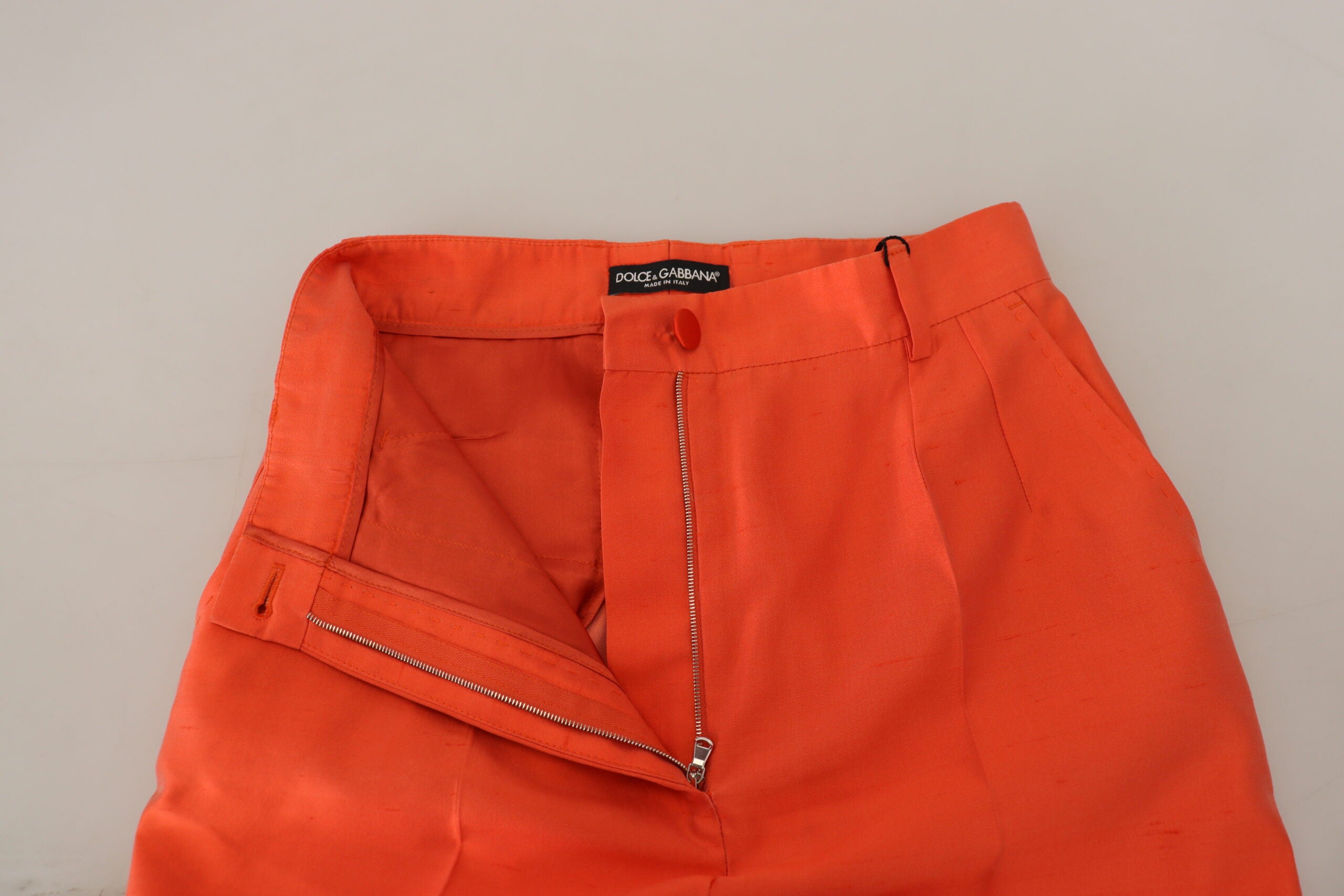 Dolce & Gabbana Orange Silk High Waist Cropped Pants -   -  Dolce & Gabbana.