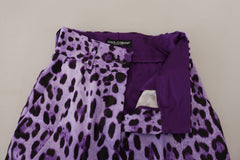 Dolce & Gabbana Purple Leopard Print High Waist Pants -   -  Dolce & Gabbana.