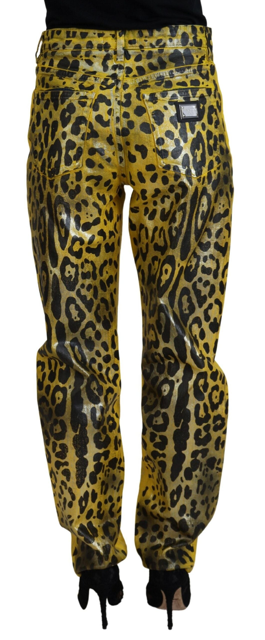 Dolce & Gabbana Yellow Leopard Cotton Straight Denim Jeans -   -  Dolce & Gabbana.