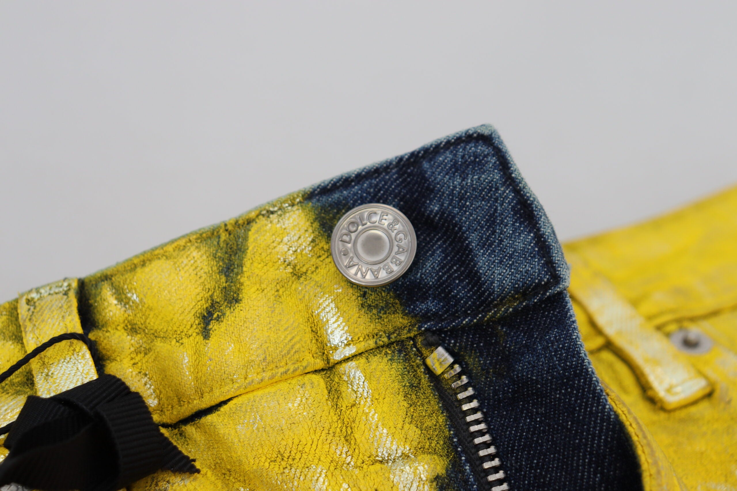 Dolce & Gabbana Yellow Leopard Cotton Straight Denim Jeans -   -  Dolce & Gabbana.