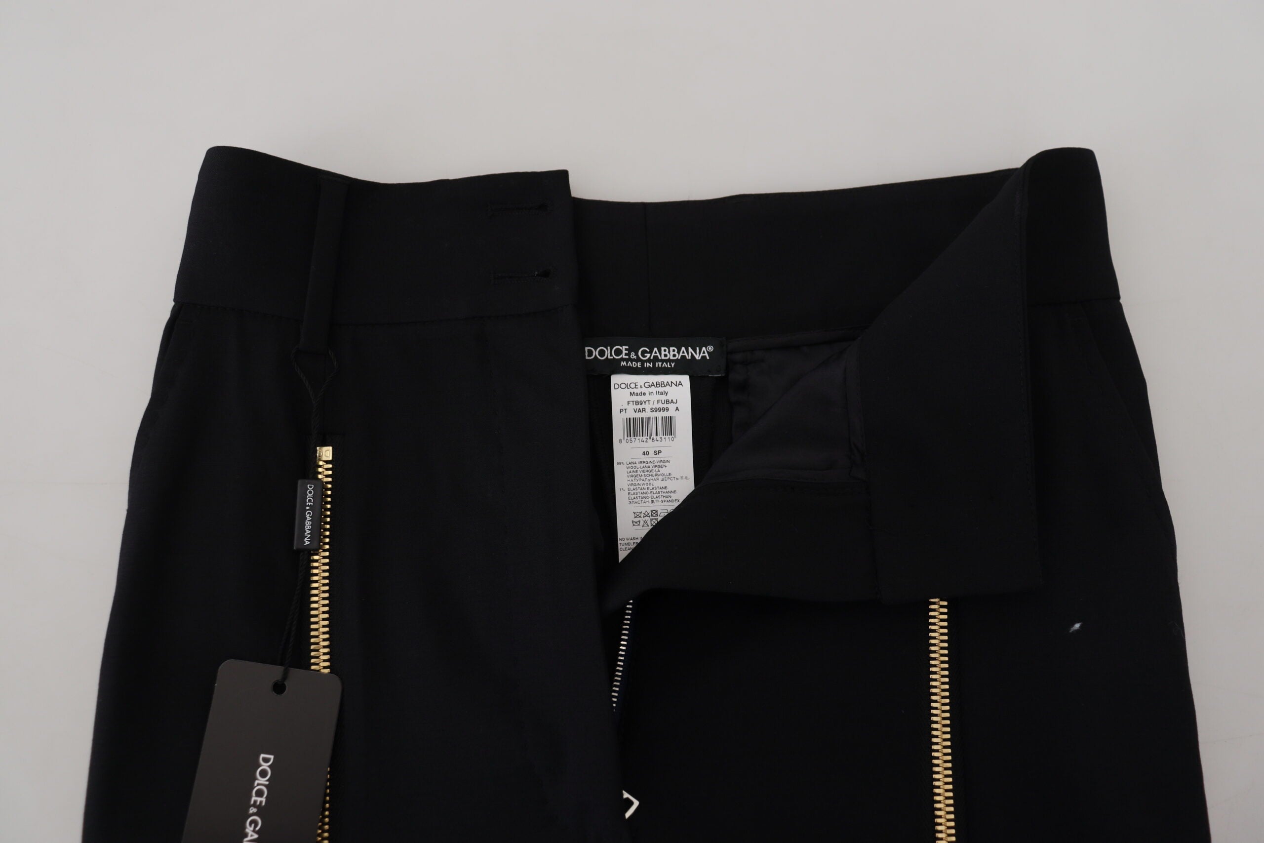 Dolce & Gabbana Black Wool High Waist Tapered Pants -   -  Dolce & Gabbana.