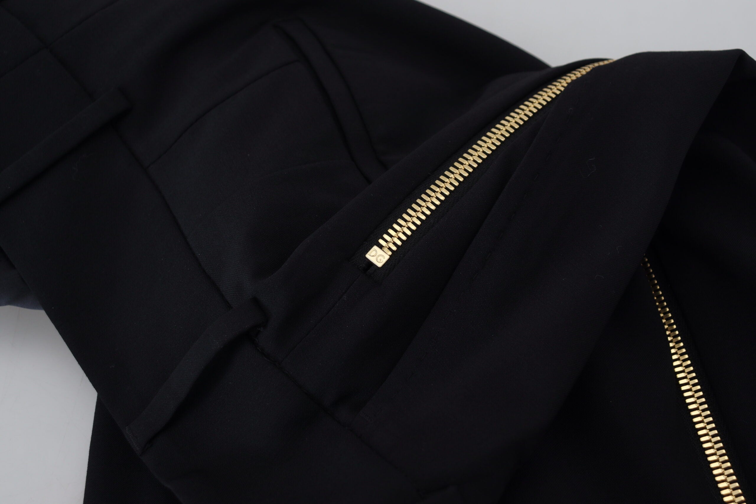 Dolce & Gabbana Black Wool High Waist Tapered Pants -   -  Dolce & Gabbana.