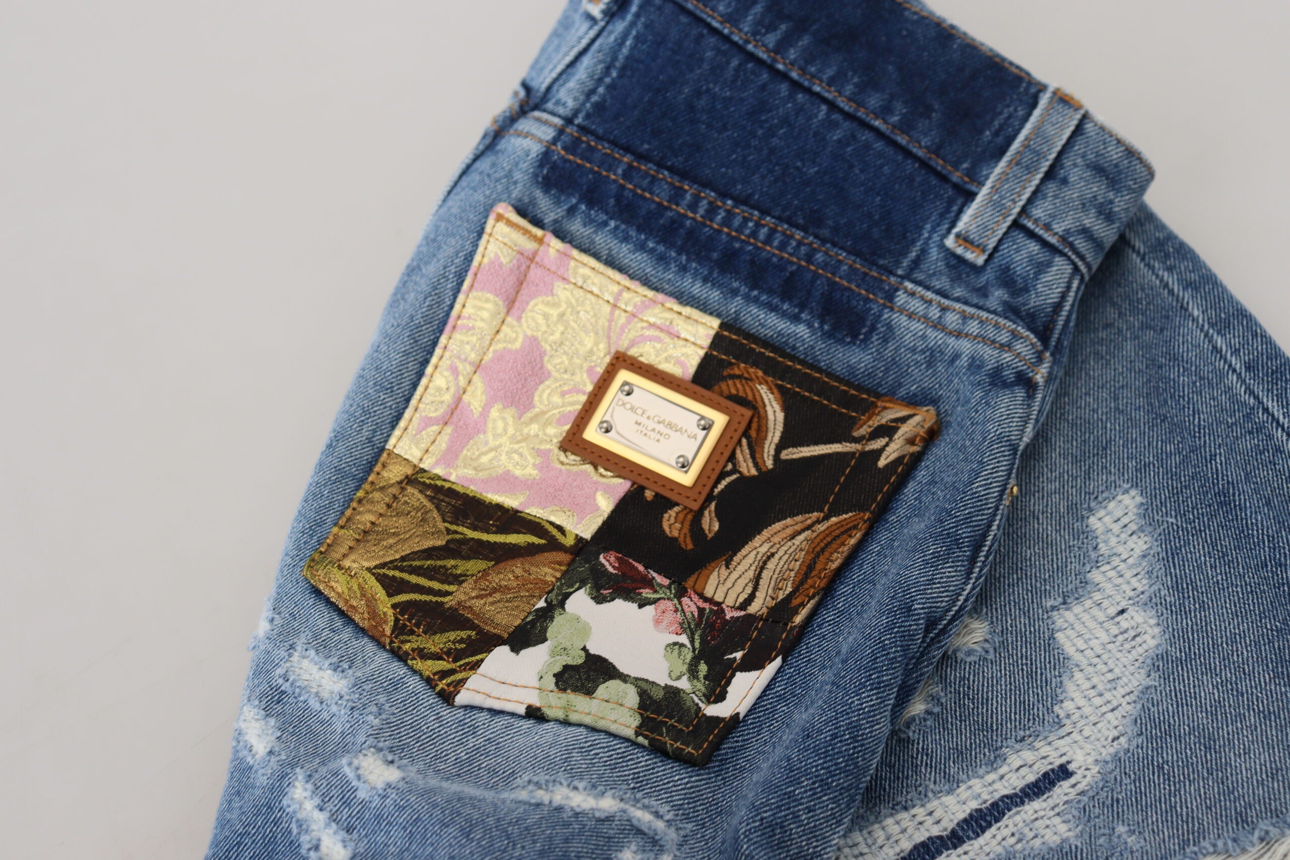 Dolce & Gabbana Blue Tattered Skinny Denim Cotton Jeans -   -  Dolce & Gabbana.