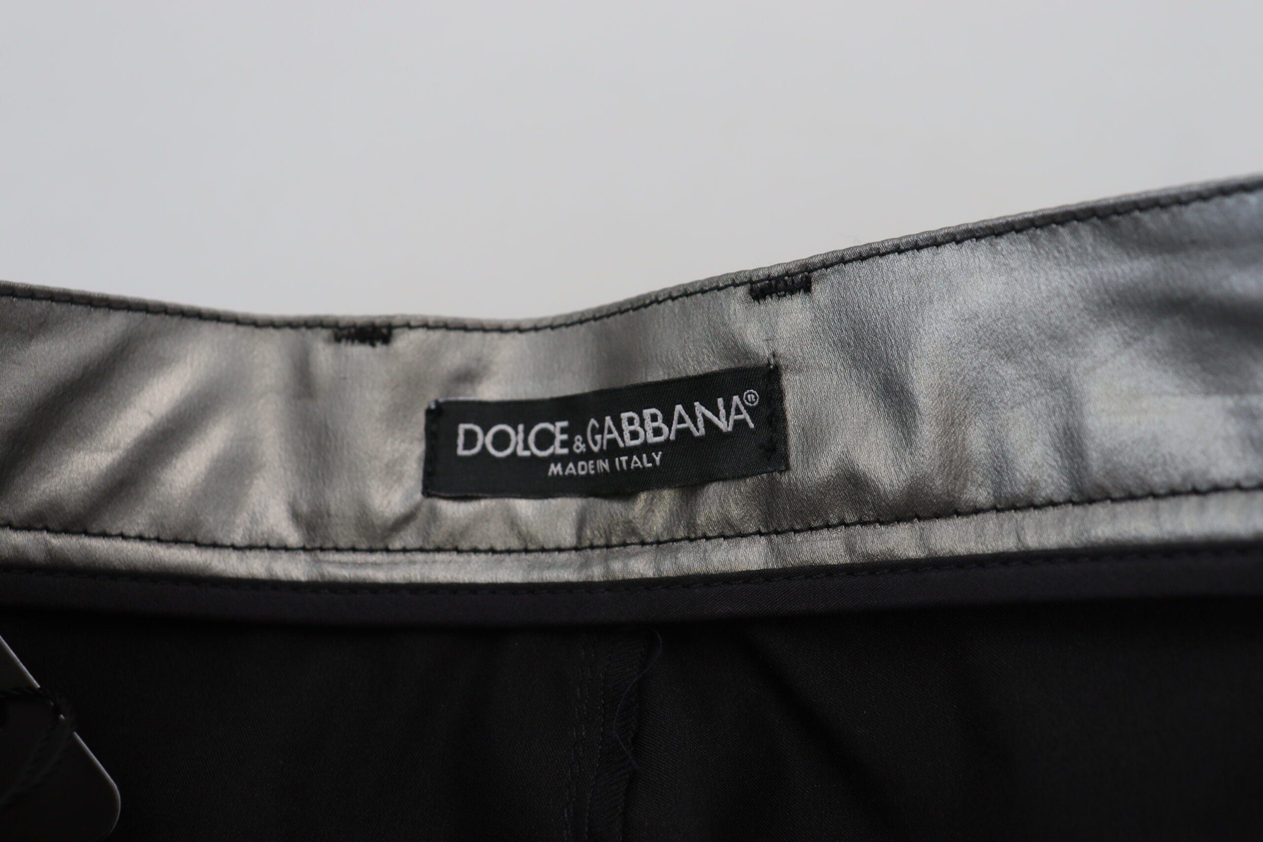 Dolce & Gabbana Metallic Silver High Waist Skinny Pants -   -  Dolce & Gabbana.