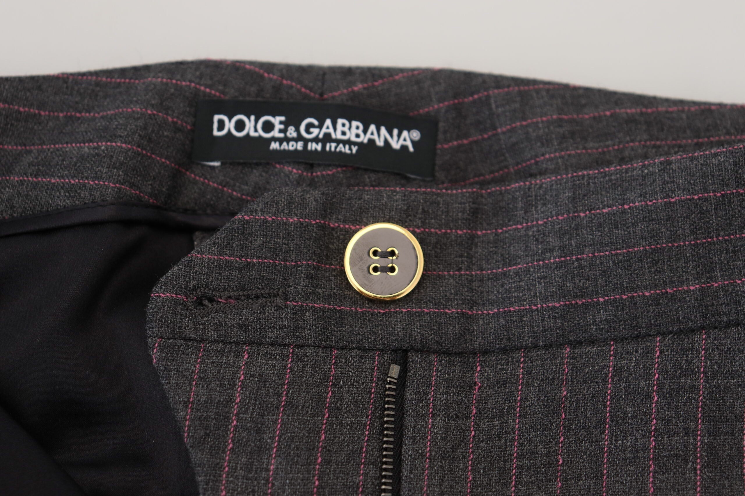Dolce & Gabbana Gray Stripes Wool Tapered Women Pants -   -  Dolce & Gabbana.
