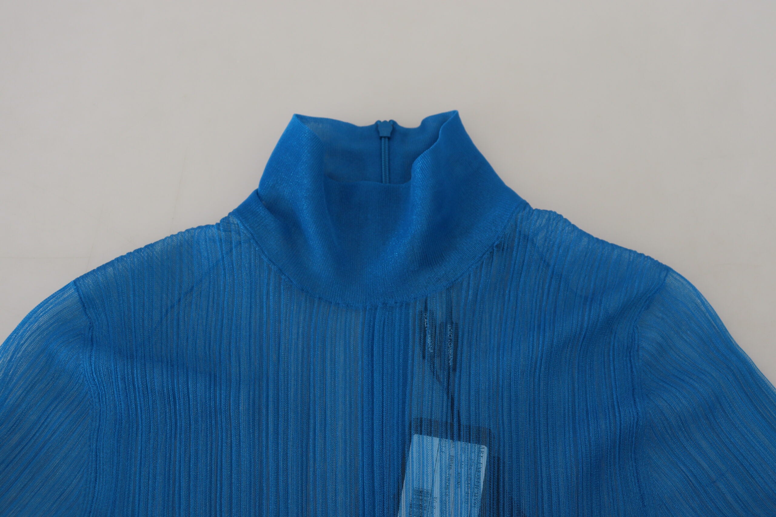 Dolce & Gabbana Blue Mesh Turtleneck Long Sleeve Blouse Top -   -  Dolce & Gabbana.
