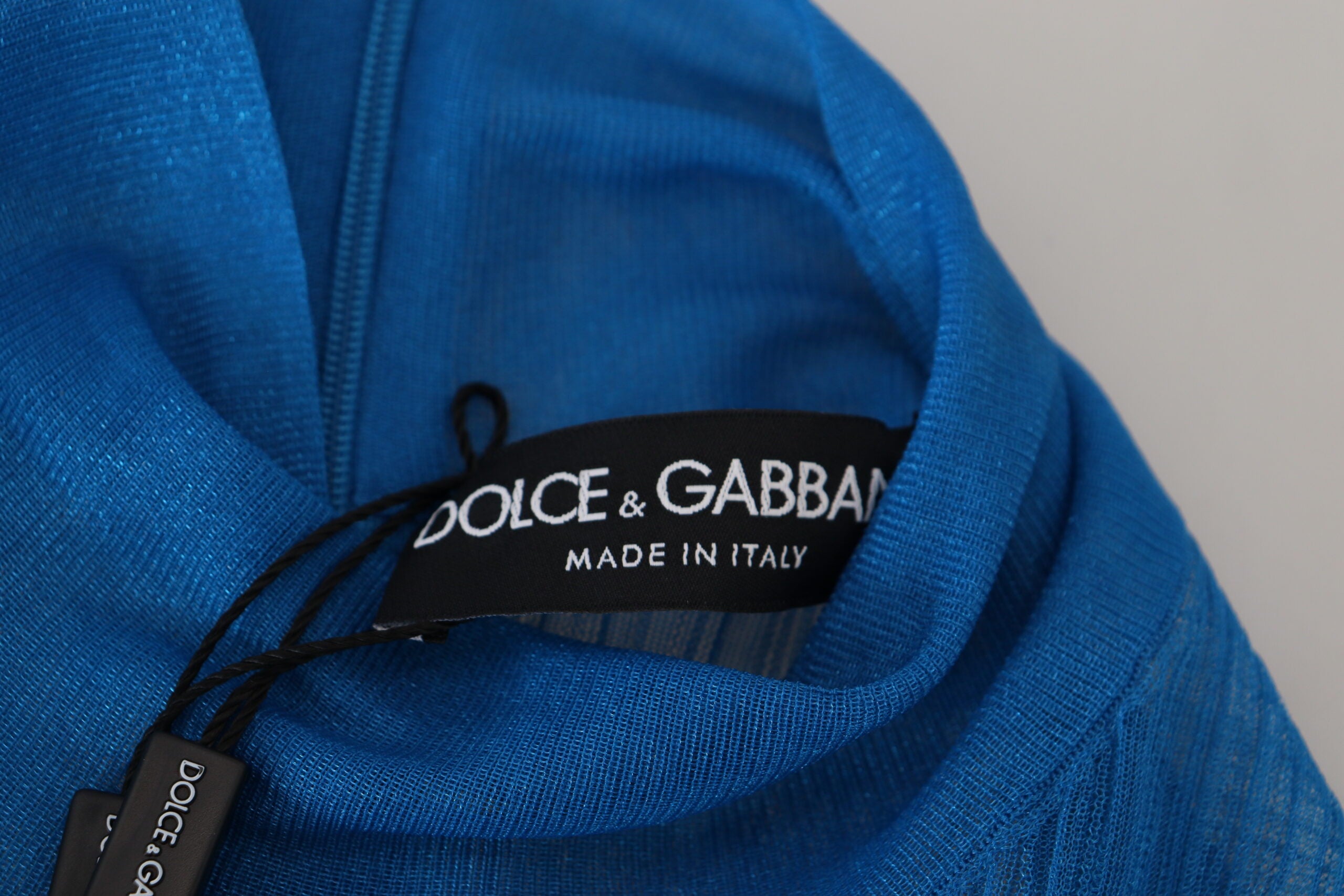 Dolce & Gabbana Blue Mesh Turtleneck Long Sleeve Blouse Top -   -  Dolce & Gabbana.