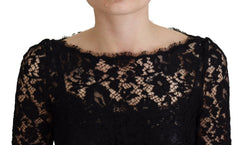 Dolce & Gabbana Black Cotton Lace Trim Long Sleeves Top -   -  Dolce & Gabbana.