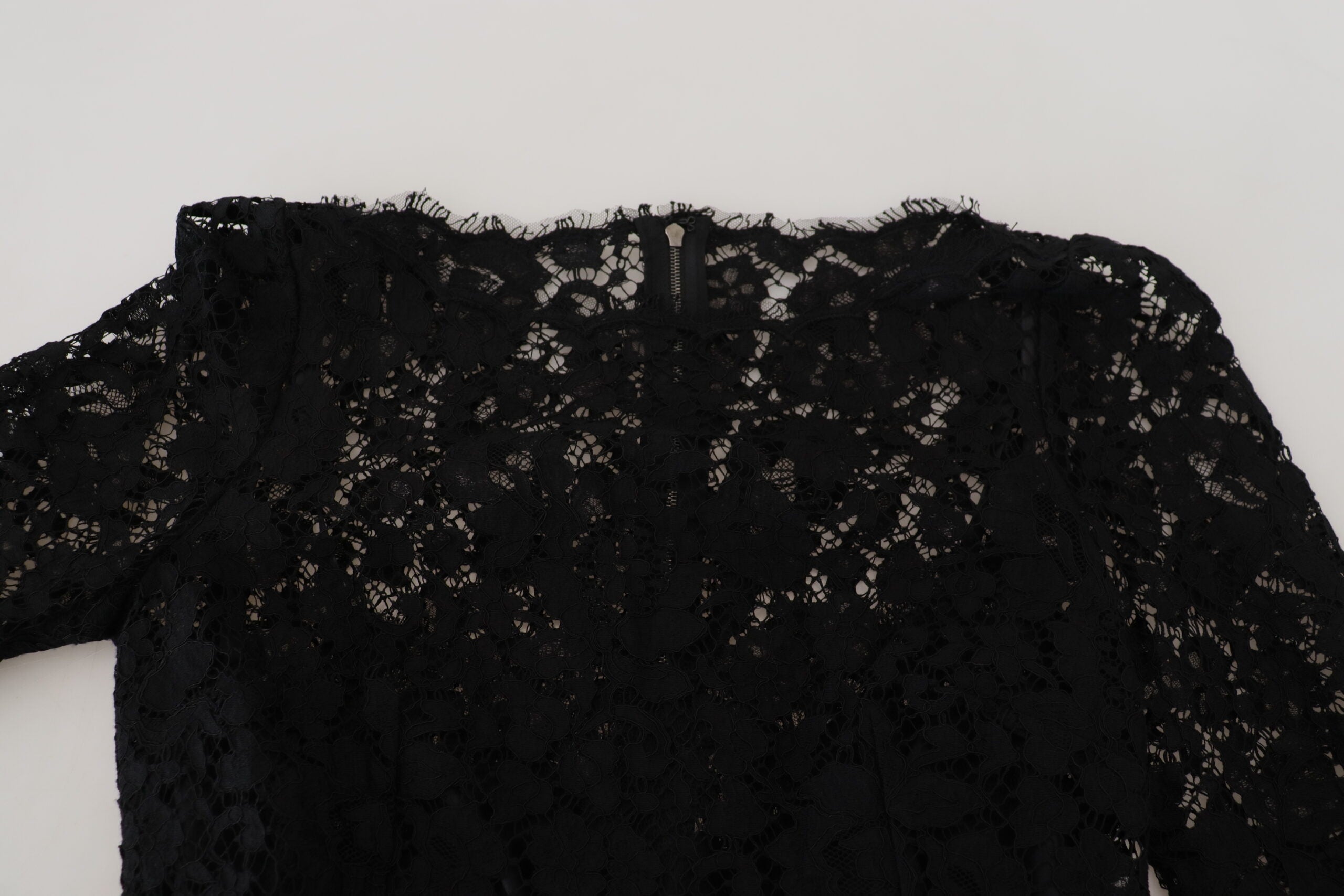 Dolce & Gabbana Black Cotton Lace Trim Long Sleeves Top -   -  Dolce & Gabbana.