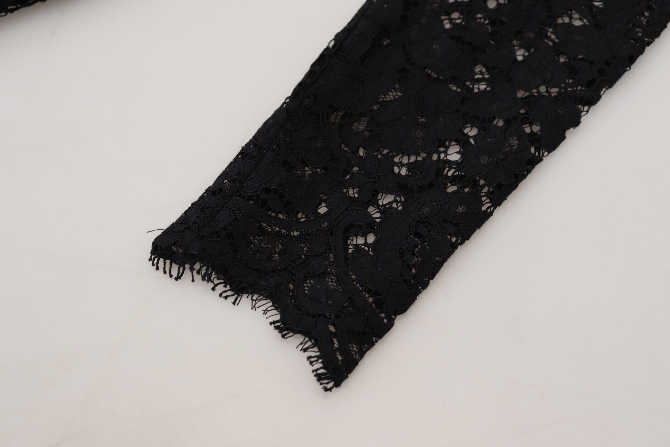 Dolce & Gabbana Black Cotton Lace Trim Long Sleeves Top -   -  Dolce & Gabbana.
