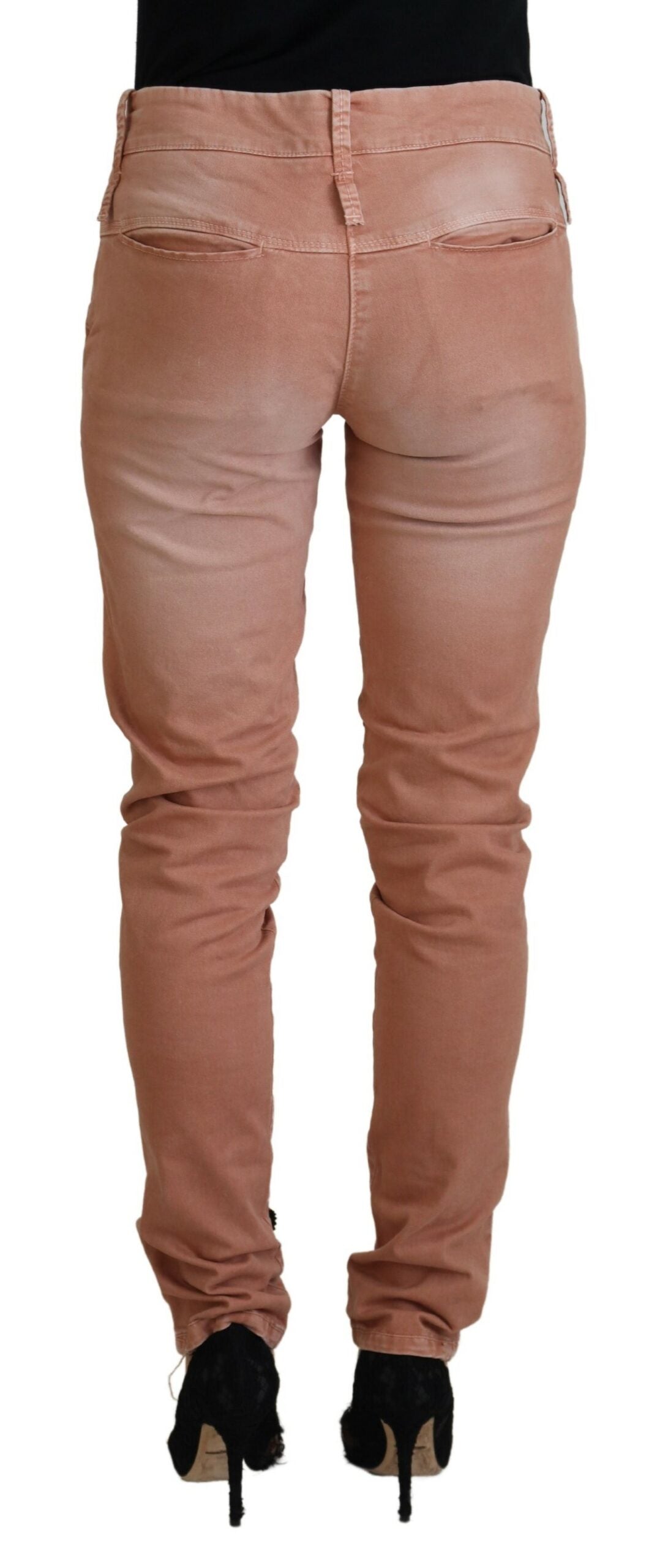 Acht Pink Mid Waist Slim Fit Women Casual Pants -   -  Acht.