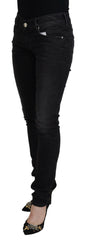 Acht Black Cotton Low Waist Slim Fit Women Casual Denim Jeans -   -  Acht.