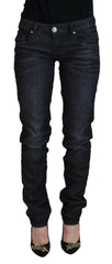 Acht Black Cotton Low Waist Slim Fit Women Casual Denim Jeans -   -  Acht.