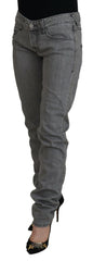Care Label Gray Washed Cotton Skinny Women Casual Denim Jeans -   -  Care Label.