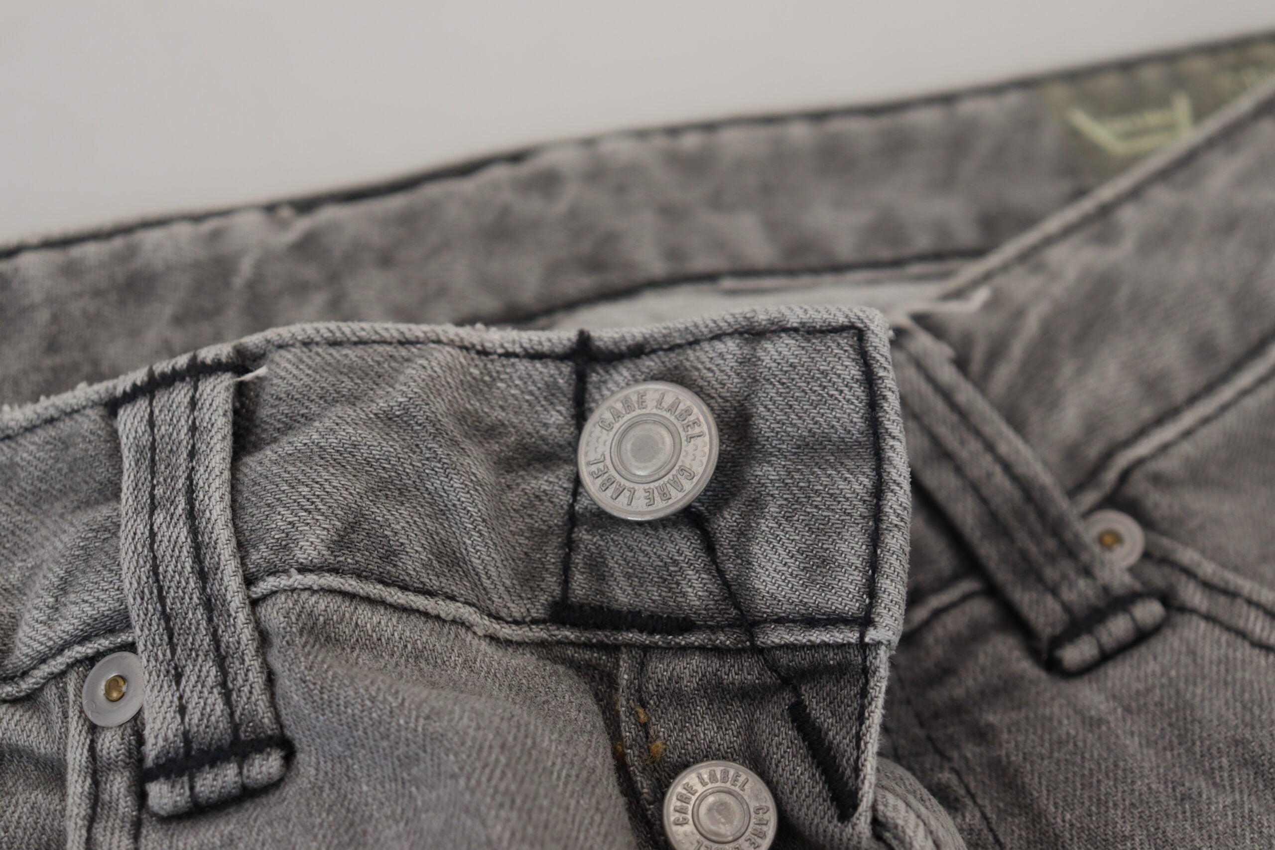 Care Label Gray Washed Cotton Skinny Women Casual Denim Jeans -   -  Care Label.