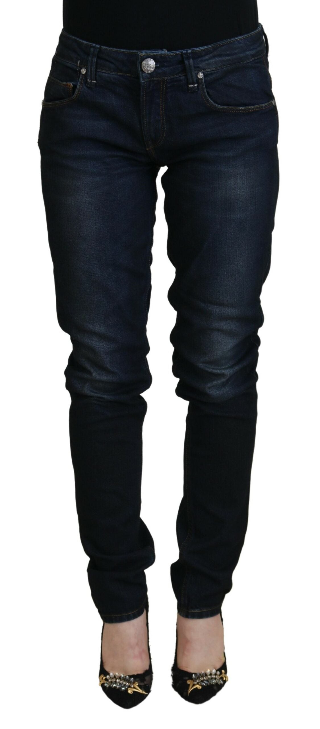 Acht Blue Cotton Skinny Low Waist Women Casual Denim Jeans -   -  Acht.