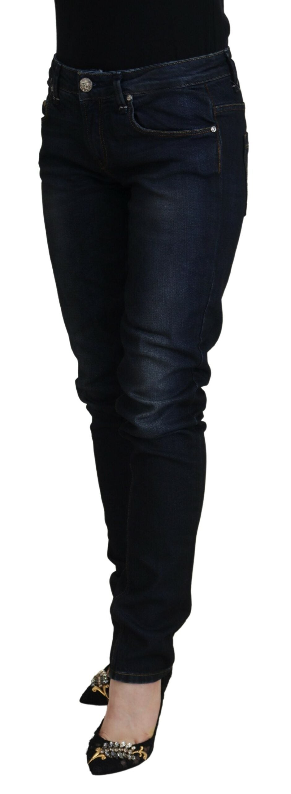 Acht Blue Cotton Skinny Low Waist Women Casual Denim Jeans -   -  Acht.