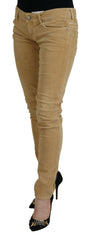 Acht Brown Cotton Corduroy Low Waist Women Casual Jeans -   -  Acht.