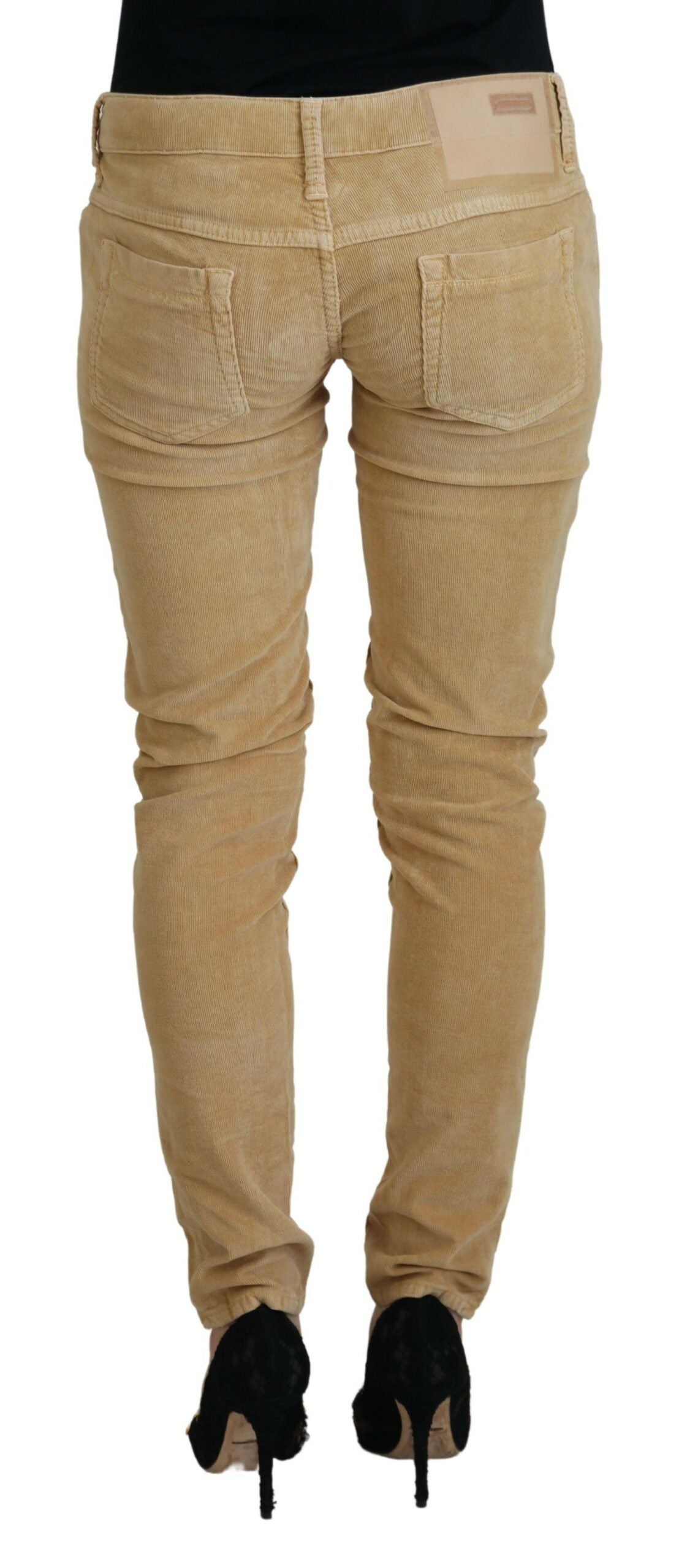 Acht Brown Cotton Corduroy Low Waist Women Casual Jeans -   -  Acht.