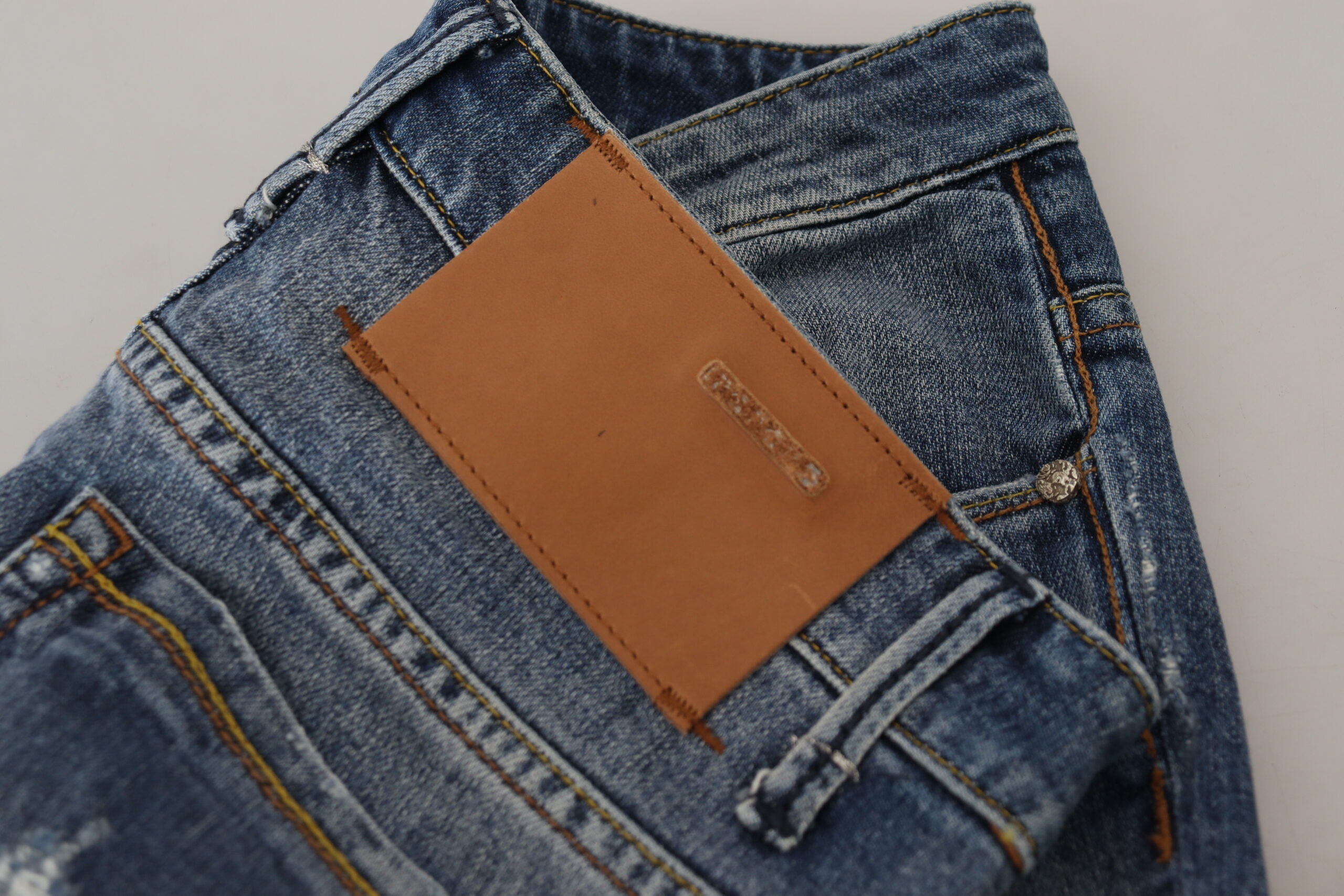 Acht Blue Washed Cotton Low Waist Women Casual Jeans -   -  Acht.
