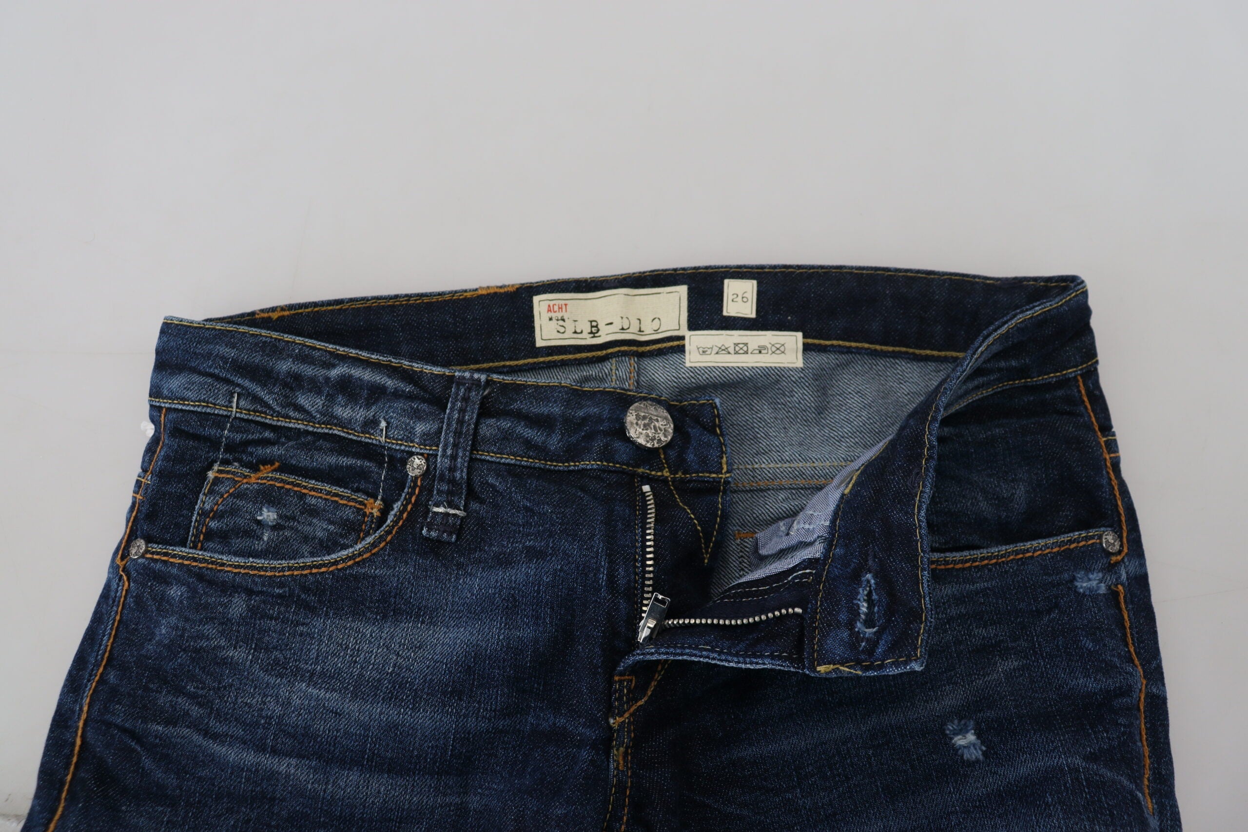 Acht Blue Washed Cotton Low Waist Women Casual  Jeans -   -  Acht.