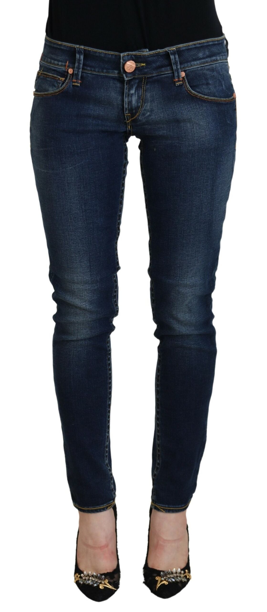 Acht Blue Cotton Low Waist Skinny Women Casual Jeans -   -  Acht.