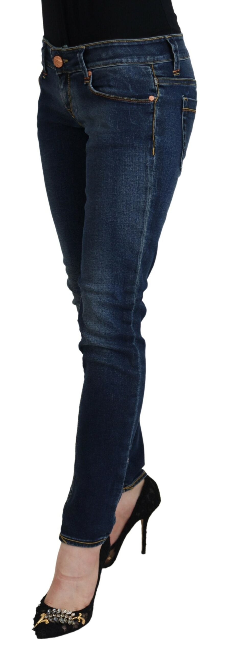 Acht Blue Cotton Low Waist Skinny Women Casual Jeans -   -  Acht.