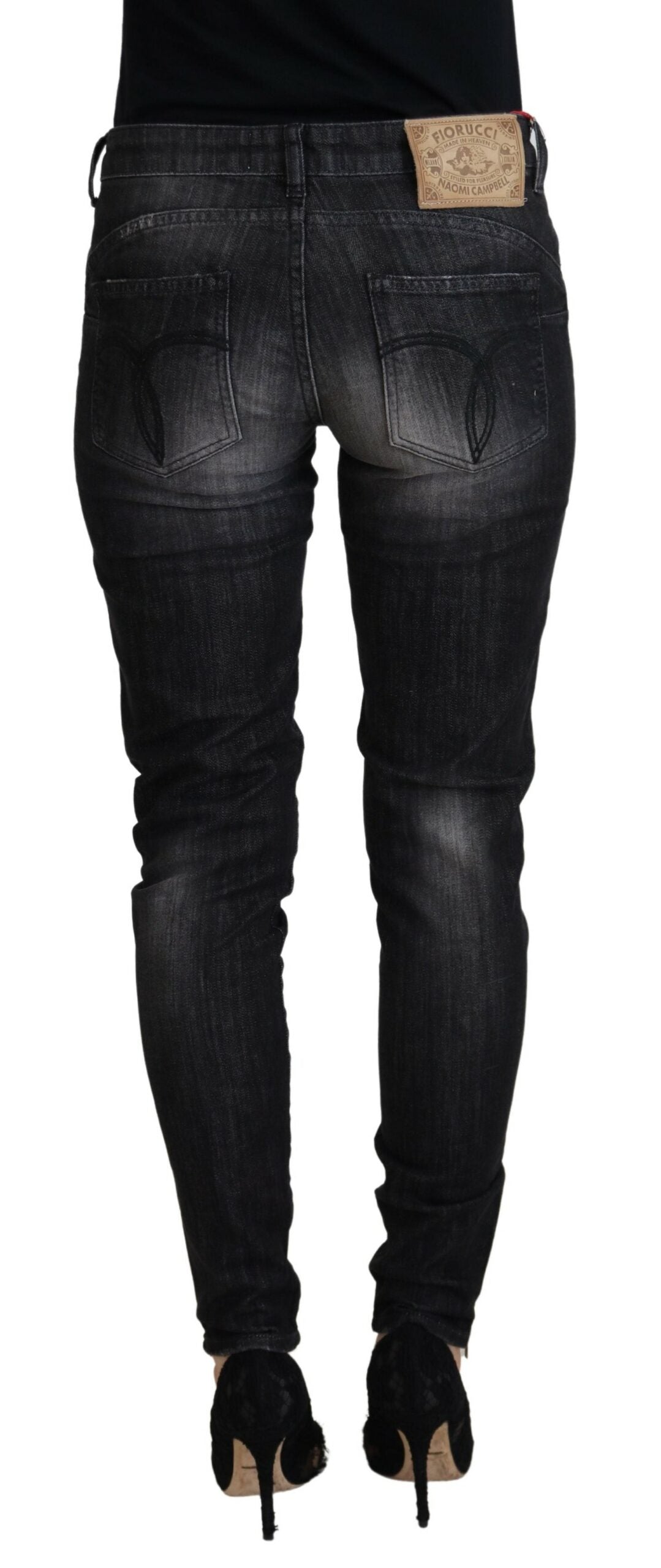 Fiorucci Black Cotton Low Waist Skinny Women Casual Jeans -   -  Fiorucci.