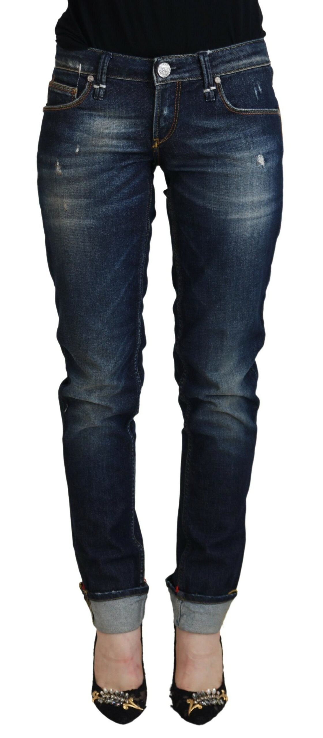 Acht Blue Cotton Slim Fit Women Casual Denim Jeans -   -  Acht.