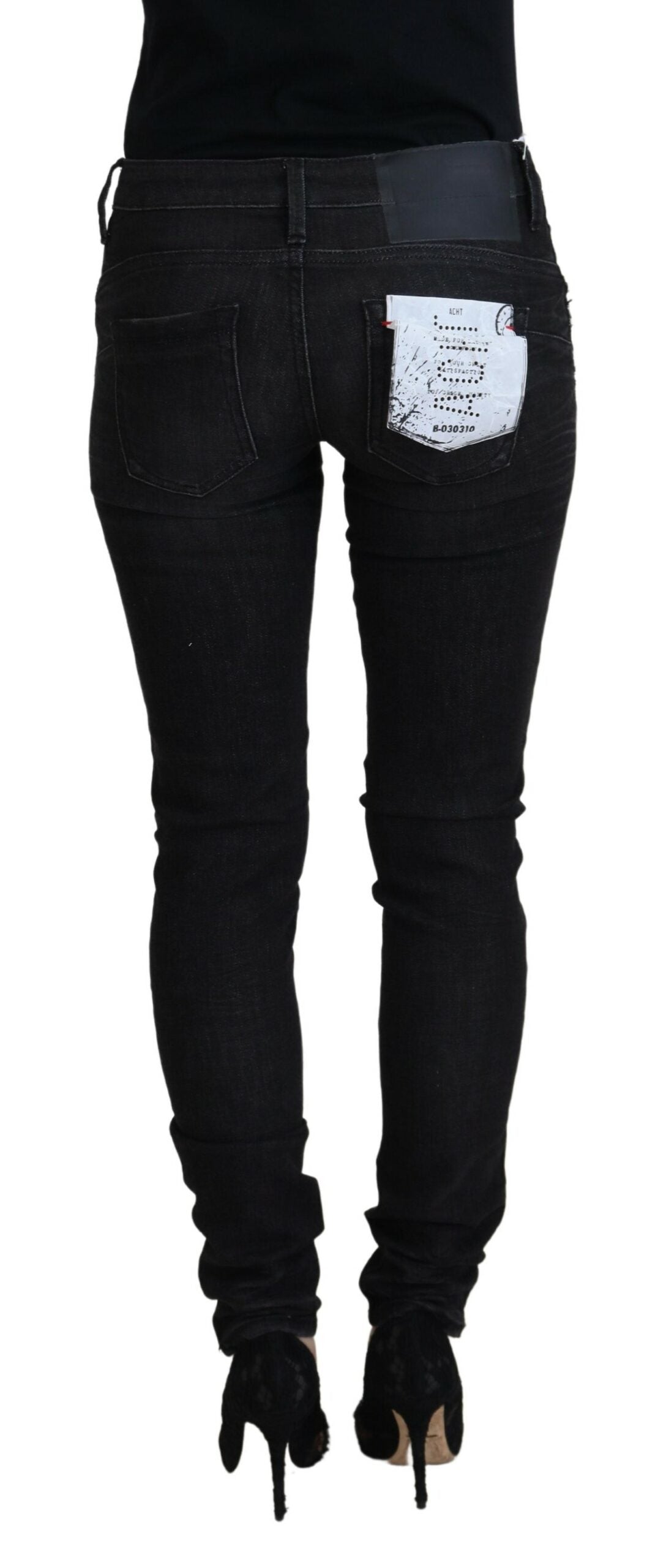 Acht Black Cotton Slim Fit Women Casual Denim Jeans -   -  Acht.