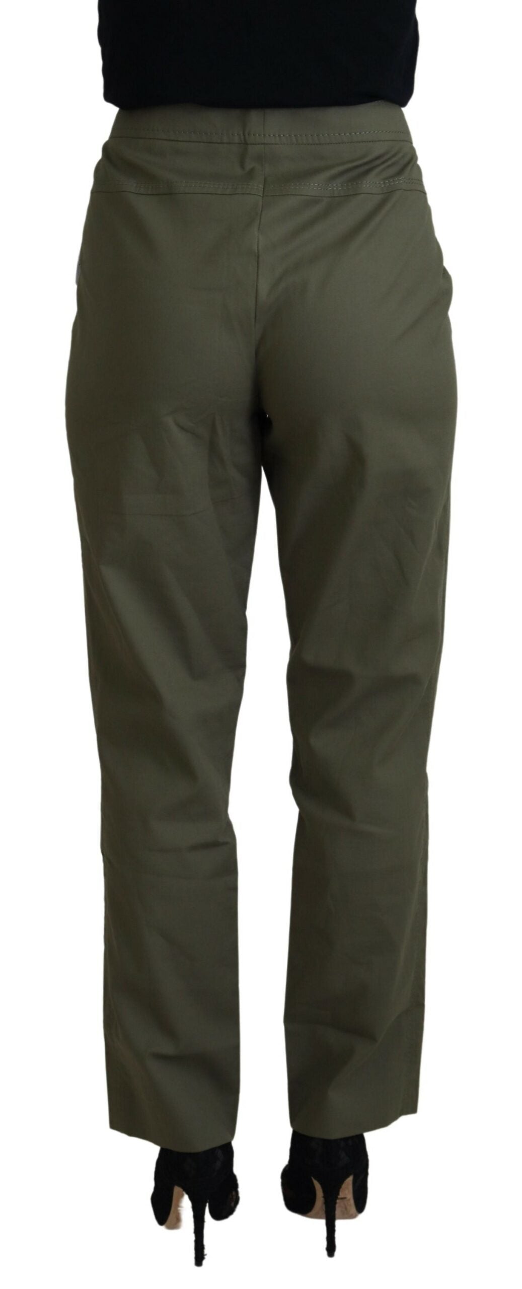 LAUREL Green Cotton High Waist Women Tapered Pants -   -  LAUREL.