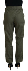 LAUREL Green Cotton High Waist Women Tapered Pants -   -  LAUREL.