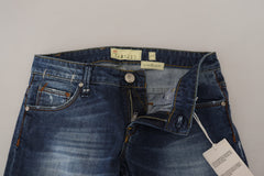 Acht Blue Washed Cotton Slim Fit Women Denim Jeans -   -  Acht.