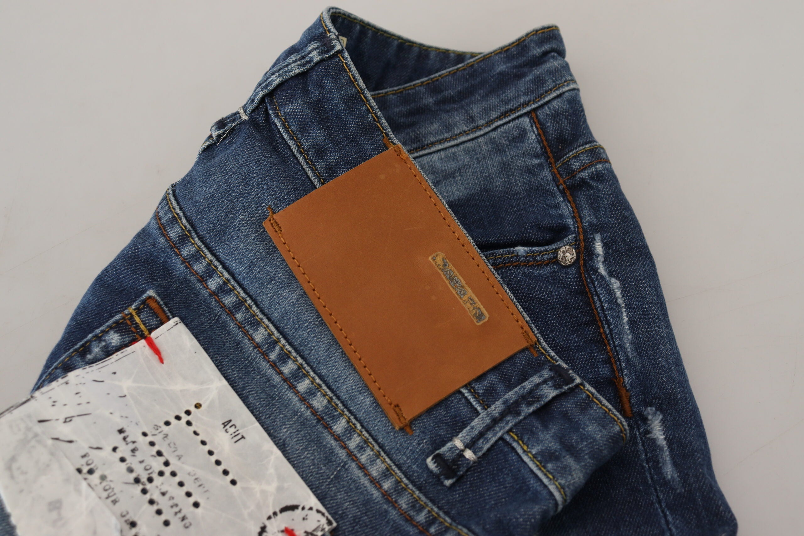 Acht Blue Washed Cotton Slim Fit Women Denim Jeans -   -  Acht.