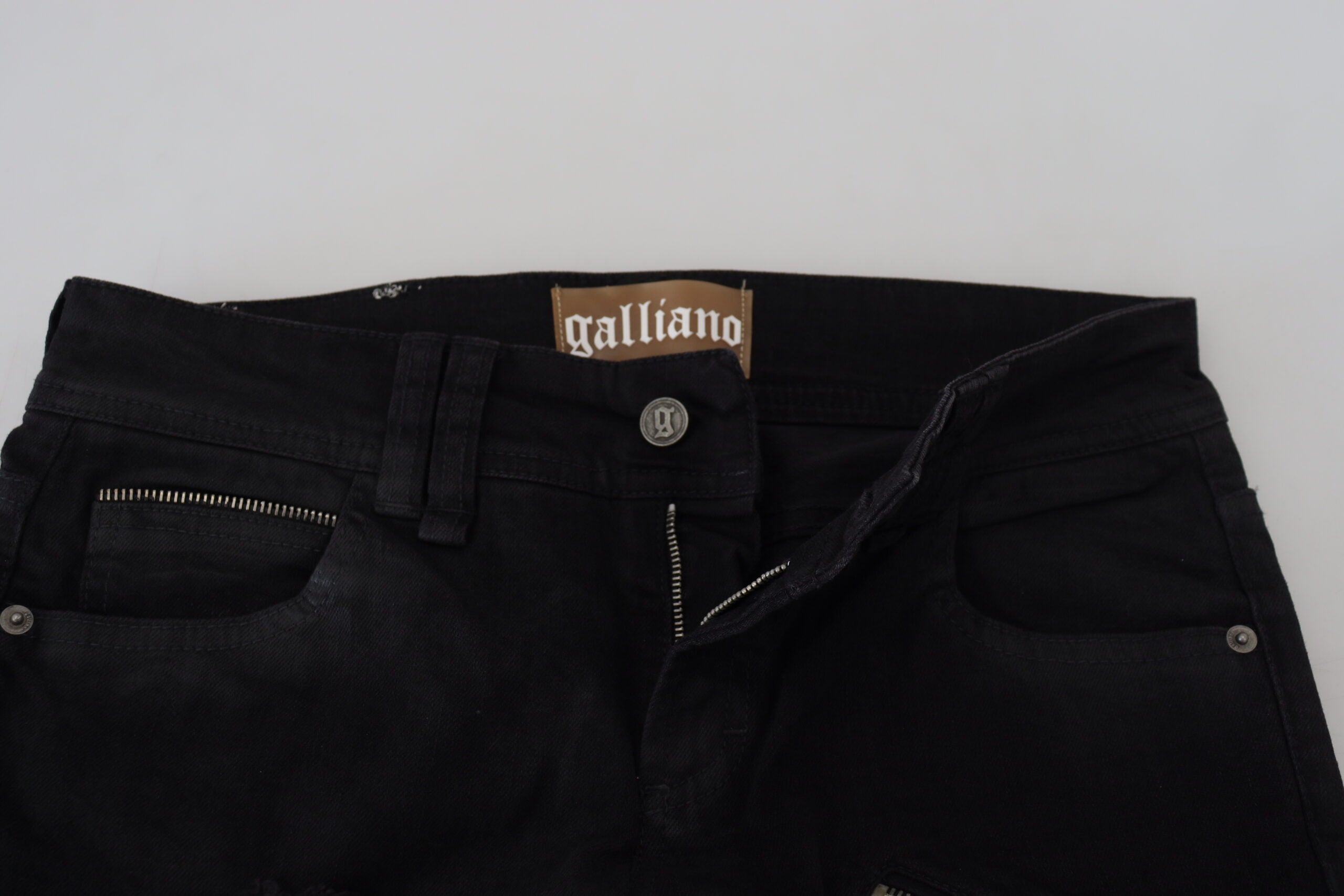 John Galliano Black Cotton Mid Waist Skinny Slim Fit Denim Jeans -   -  John Galliano.