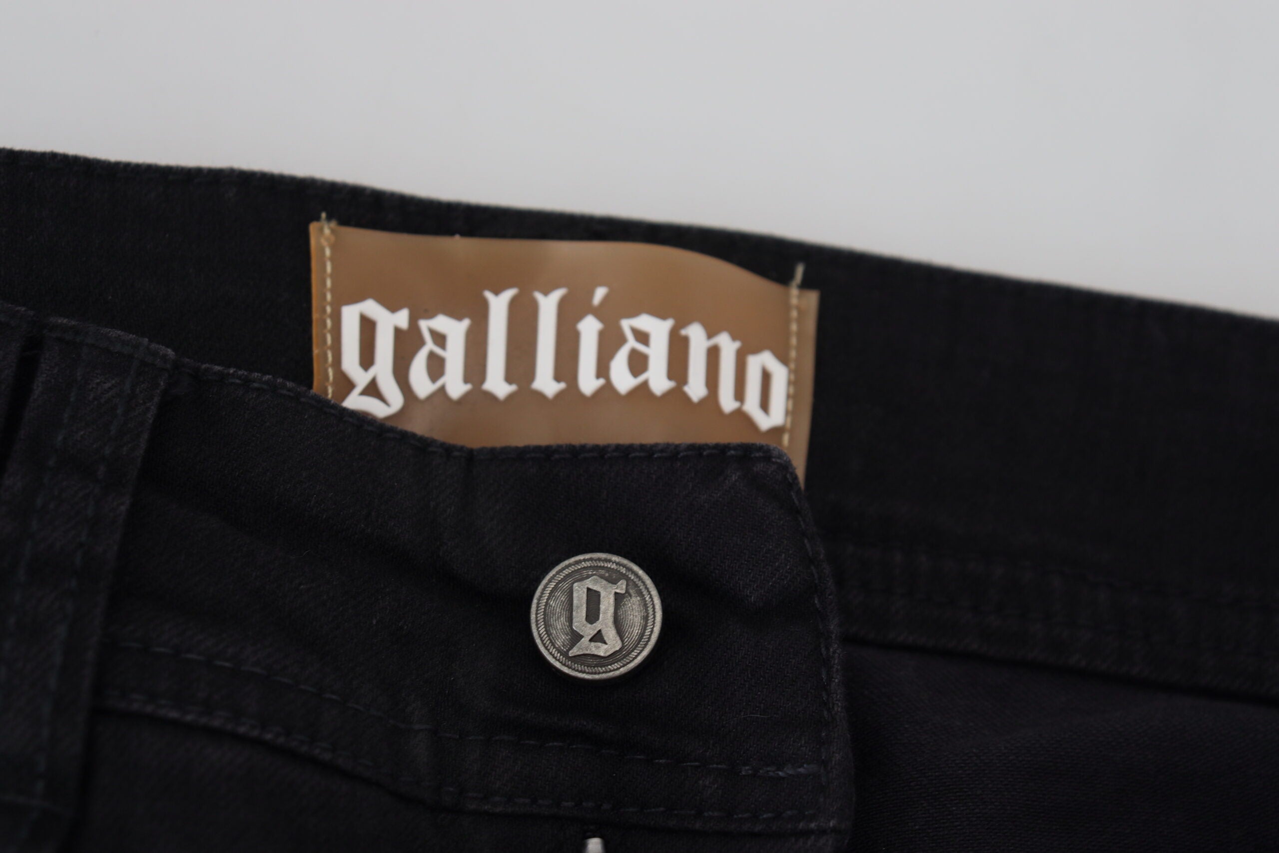 John Galliano Black Cotton Mid Waist Skinny Slim Fit Denim Jeans -   -  John Galliano.