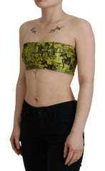 John Galliano Yellow Graphic Print Nylon Strapless Cropped Top -   -  John Galliano.
