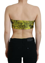 John Galliano Yellow Graphic Print Nylon Strapless Cropped Top -   -  John Galliano.